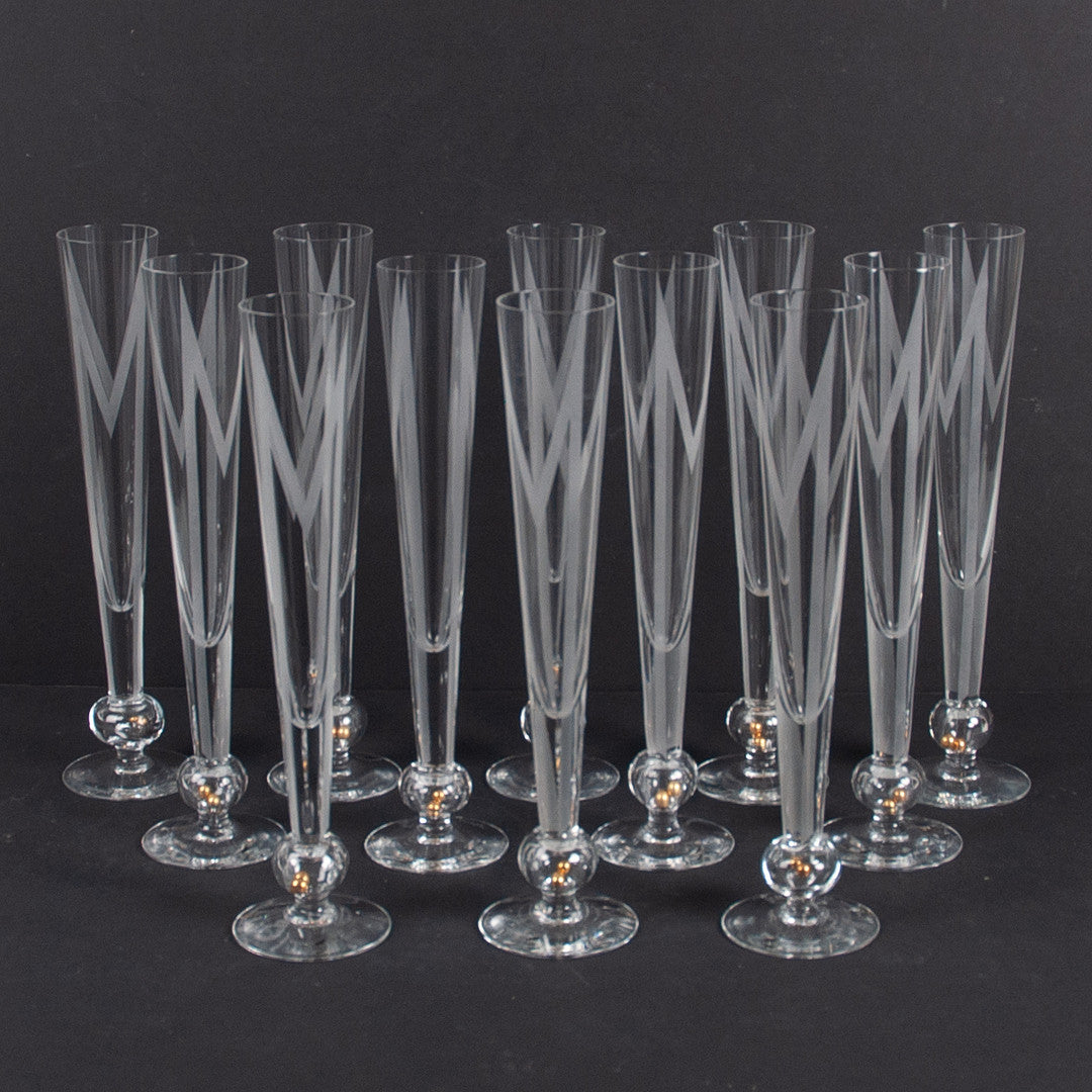 Rolf Sinnemark - Champagneglas Skål 2000, limited edition Älghults glasbruk