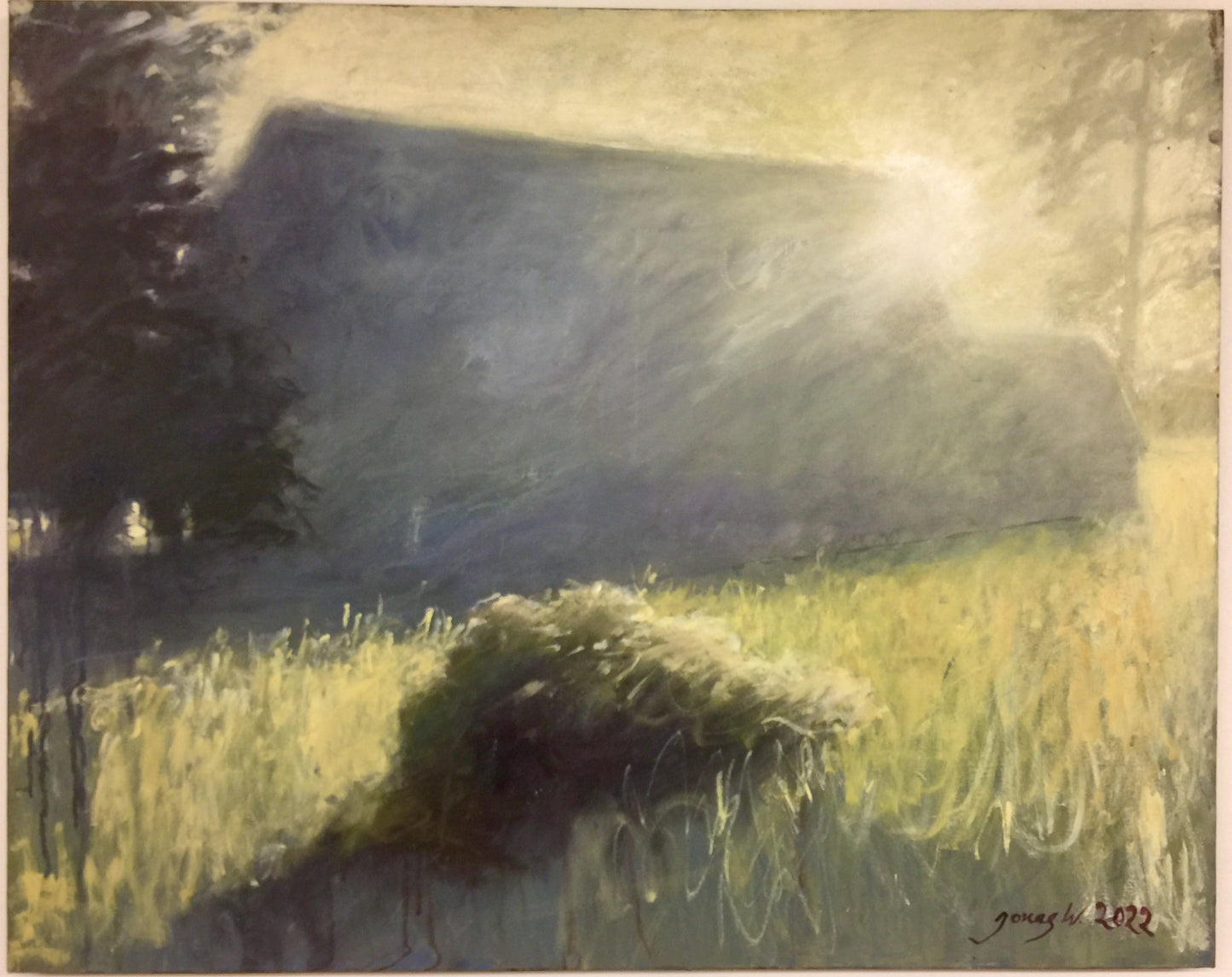 Jonas Wickman - Bakom lagårn (Behind the barn), oil on canvas