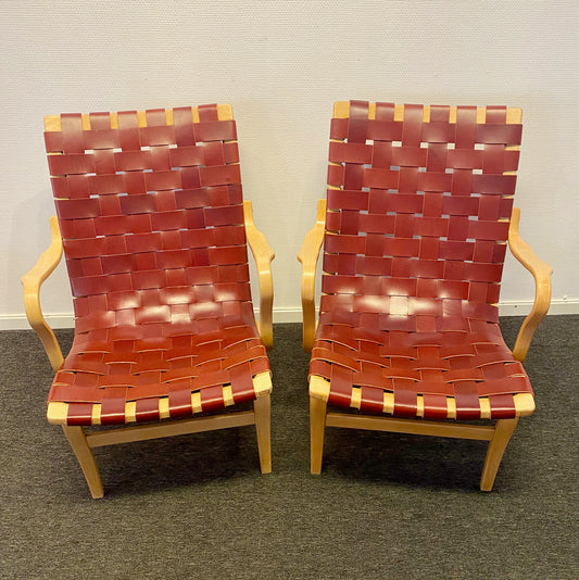Bruno Mathsson - Set of 2 Eva-chairs with leather girths