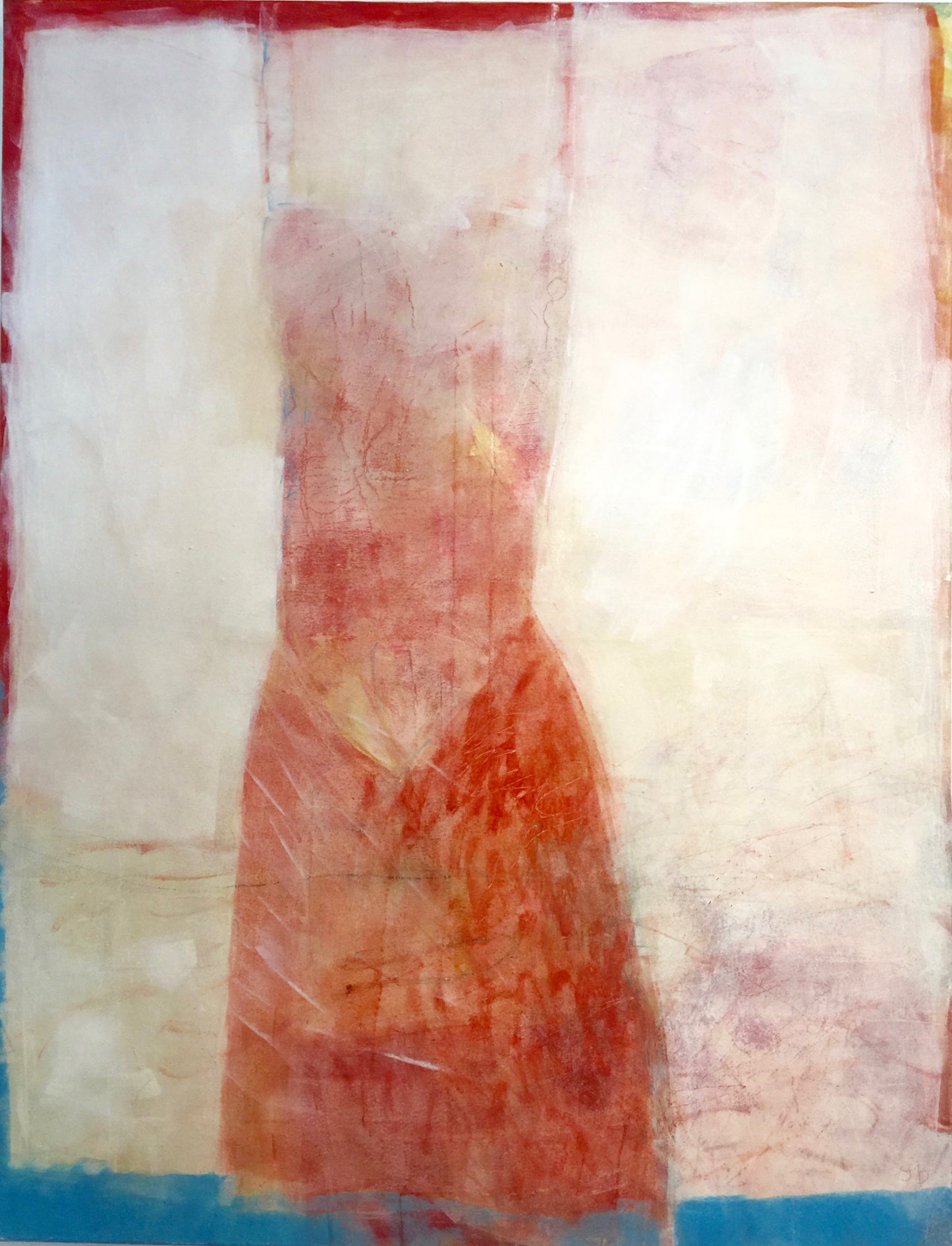 Inga Björstedt - Naken röd (Naked red), egg oil tempera painting