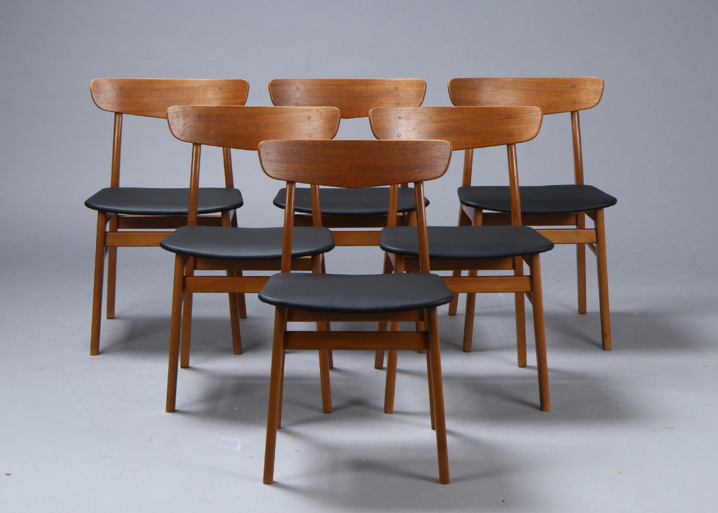 Set of 6dining chairs - Farstrup, teak back plate